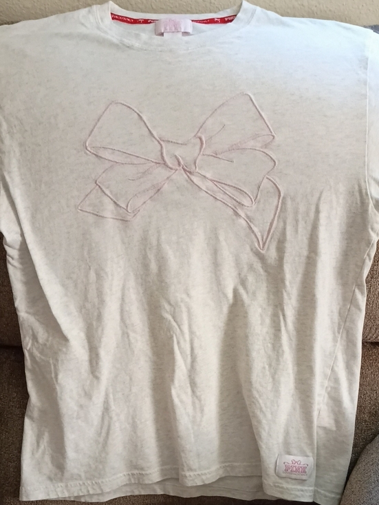 PINK Victoria's Secret Other - PINK Victoria's Secret White Short Sleeve Tee with Pale Pink Bow Embroidery